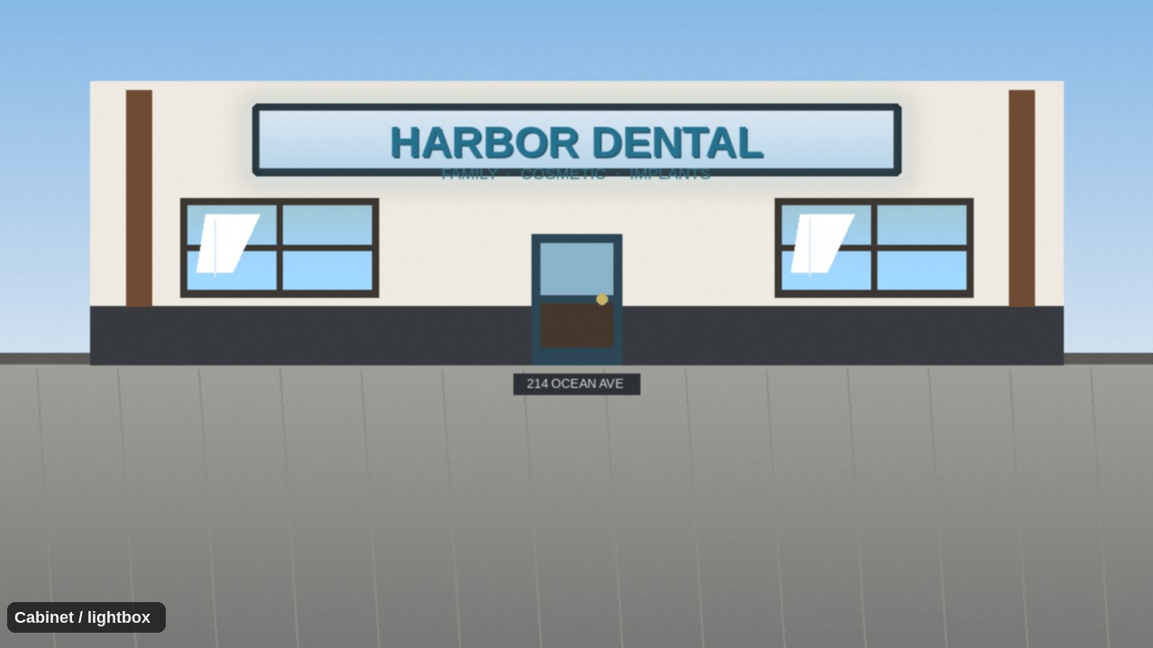 Cabinet sign mockup on a dental office